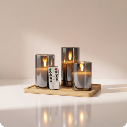 Lámparas con vela decorativas en vidrio negro