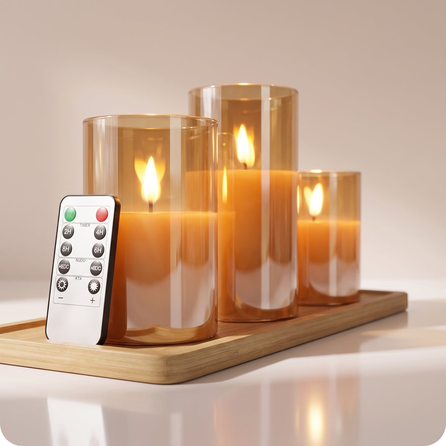Lámparas con vela decorativas en vidrio dorado