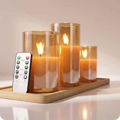 Lámparas con vela decorativas en vidrio dorado