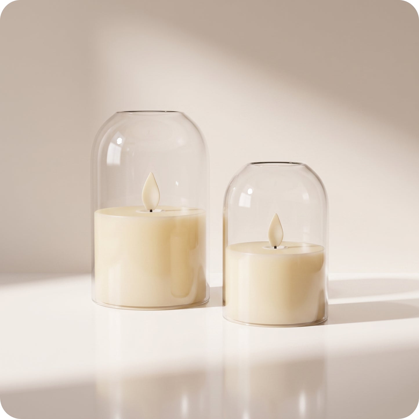 Lámpara con vela decorativa trasparente con luz led