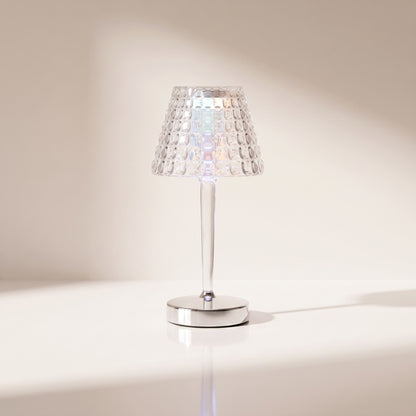 Lámpara decorativa transparente de mesa con patrones y luz rgb