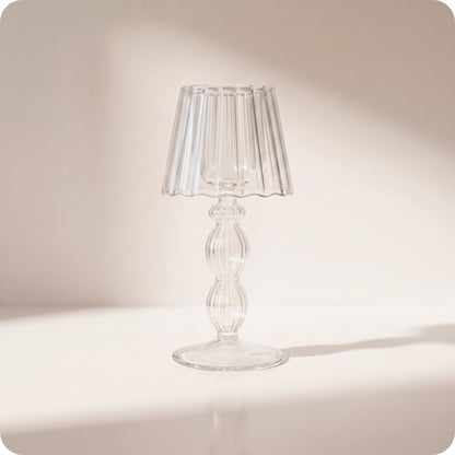 Lámpara decorativa transparente de mesa de rayas y luz rgb
