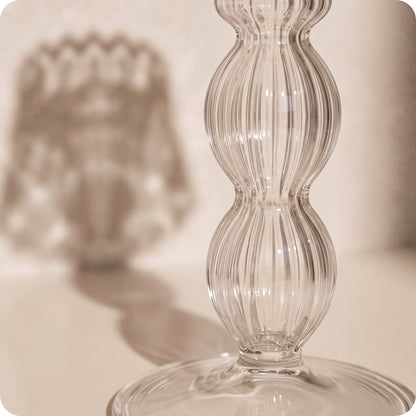 Lámpara decorativa transparente de mesa de rayas y luz rgb