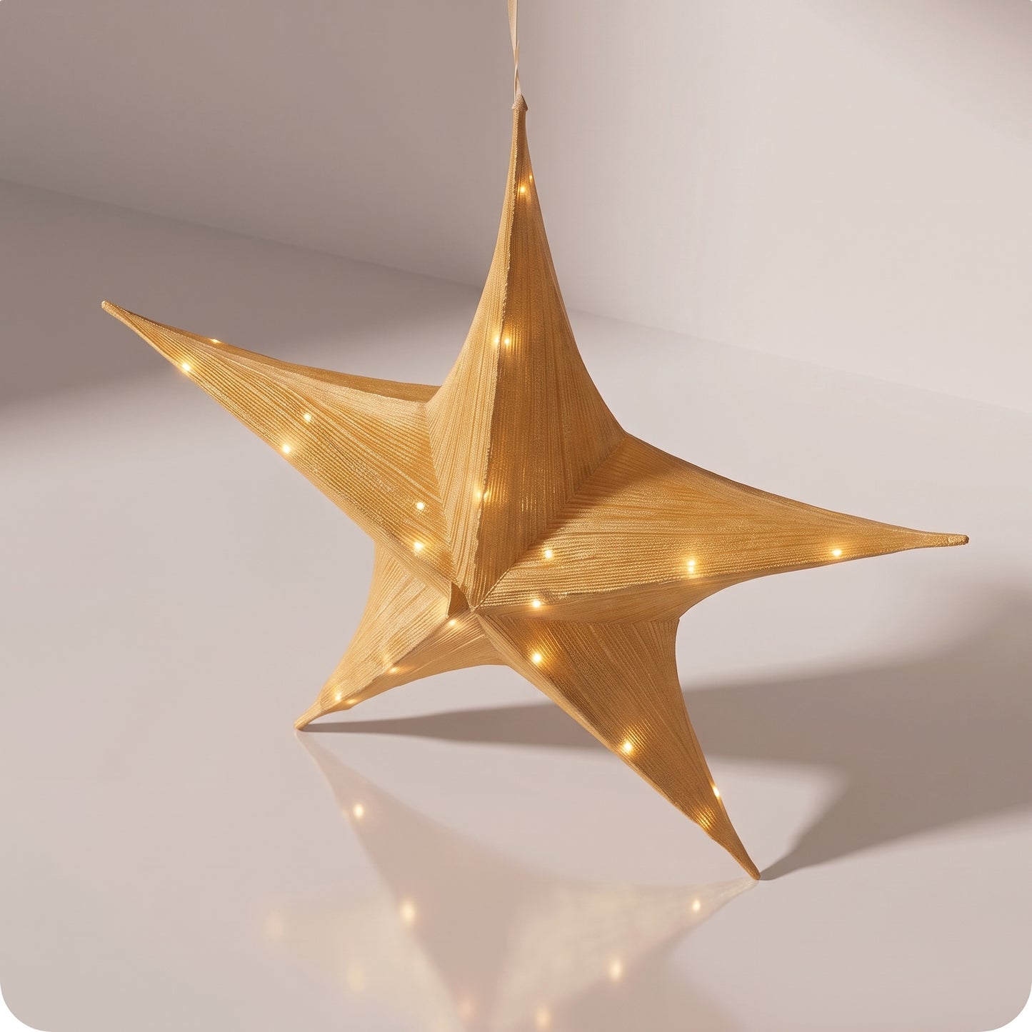 Estrella dorada 3d con luz led y baterías