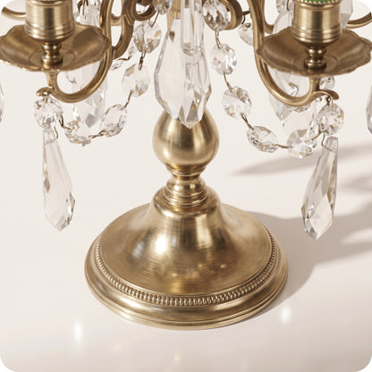 Candelabro chapado en níquel con cristal pico dorado
