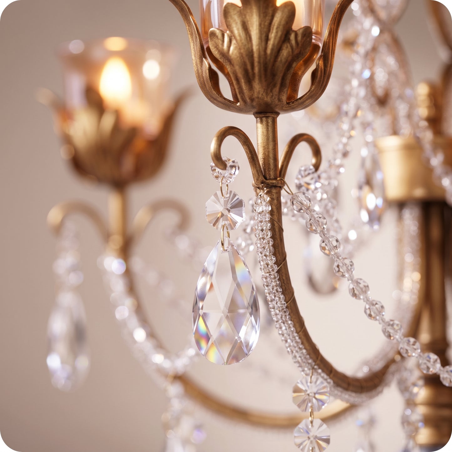 Candelabro chapado en níquel con cristal y diamantes dorado g