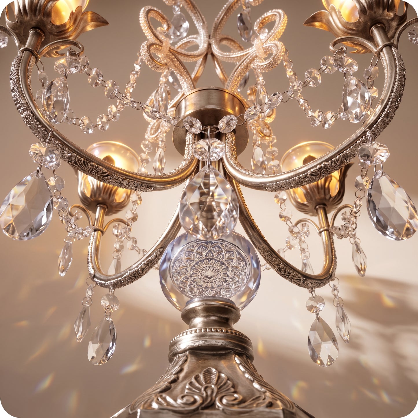 Candelabro chapado en níquel con cristal y diamantes plateado g