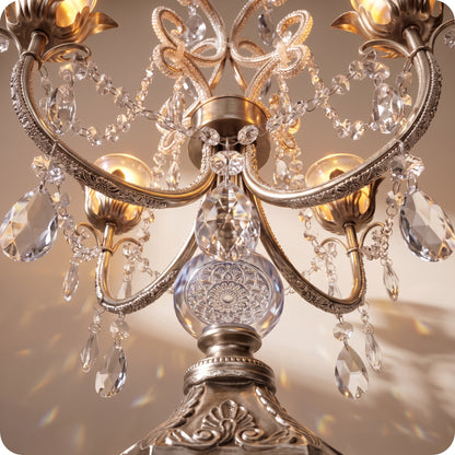 Candelabro chapado en níquel con cristal y diamantes plateado g
