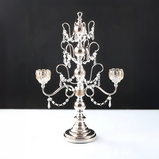 Candelabro chapado en níquel con cristal 44*44*62CM Dorado
