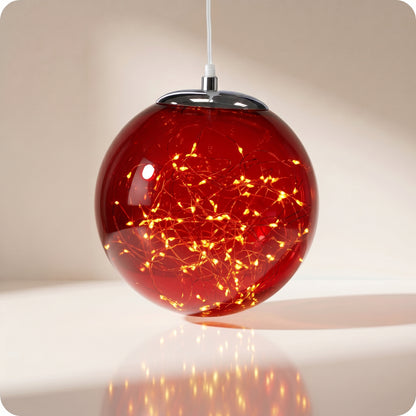 Esfera transparente roja de luz led 35, 25, 18 cm