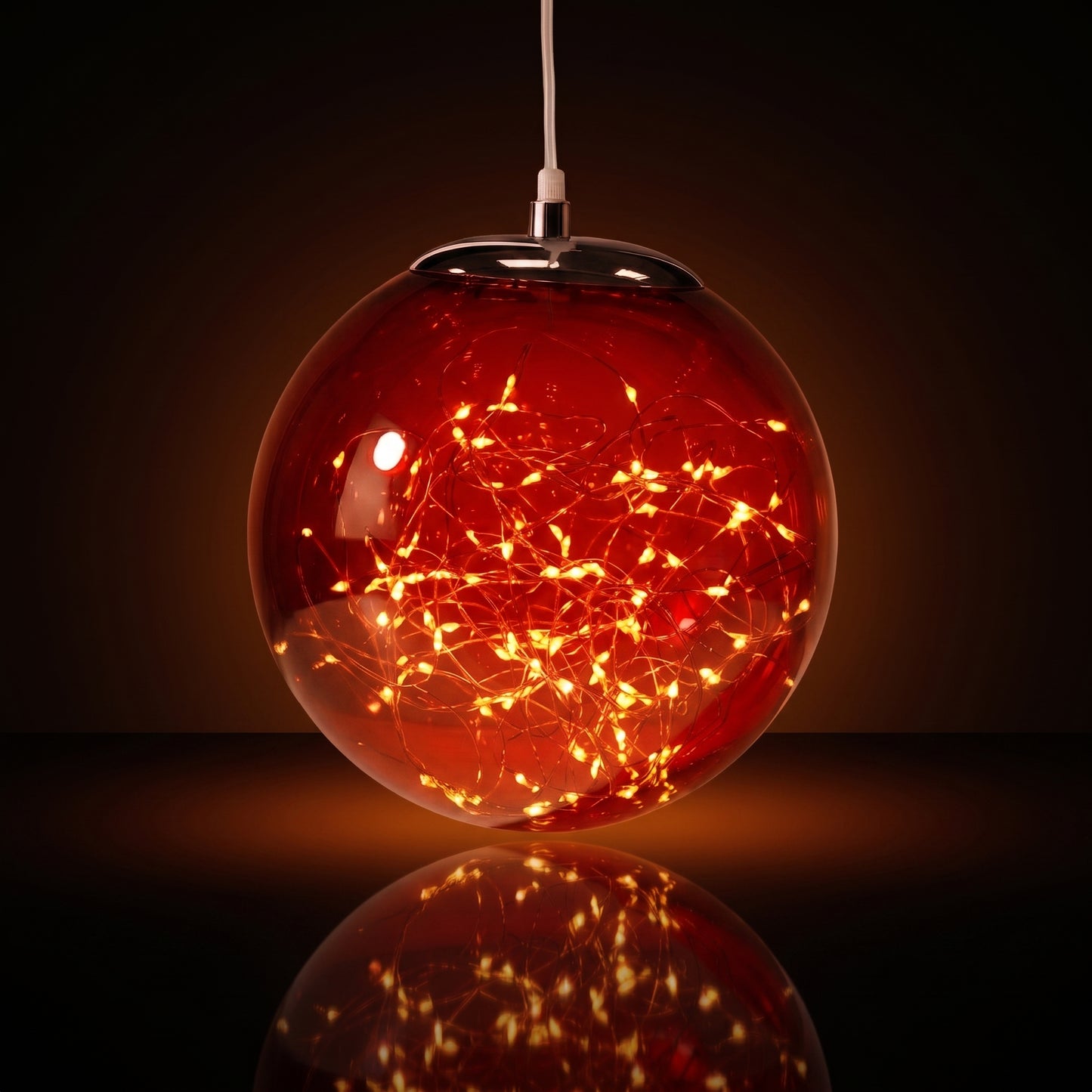 Esfera transparente roja de luz led 35, 25, 18 cm