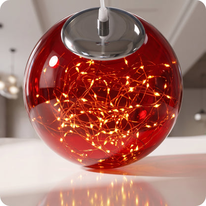 Esfera transparente roja de luz led 35, 25, 18 cm