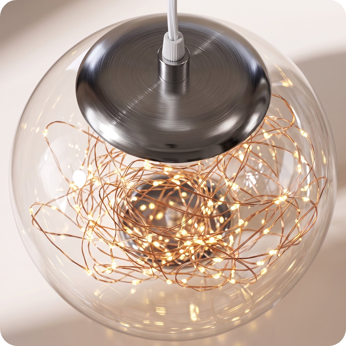 Esfera transparente de luz led 35, 25, 18 cm