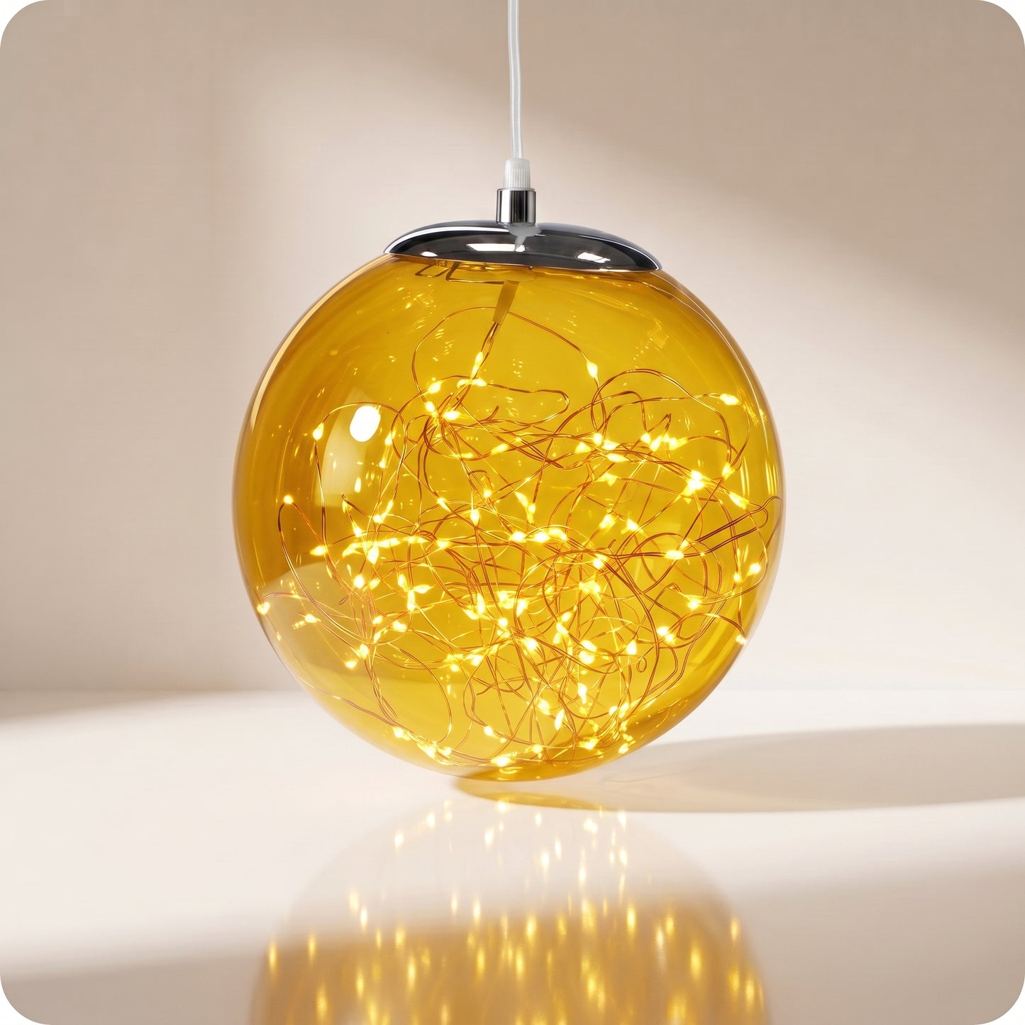 Esfera trasparente dorada de luz led 35, 25, 18 cm