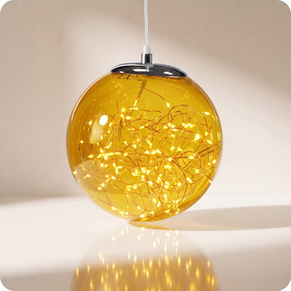 Esfera trasparente dorada de luz led 35, 25, 18 cm