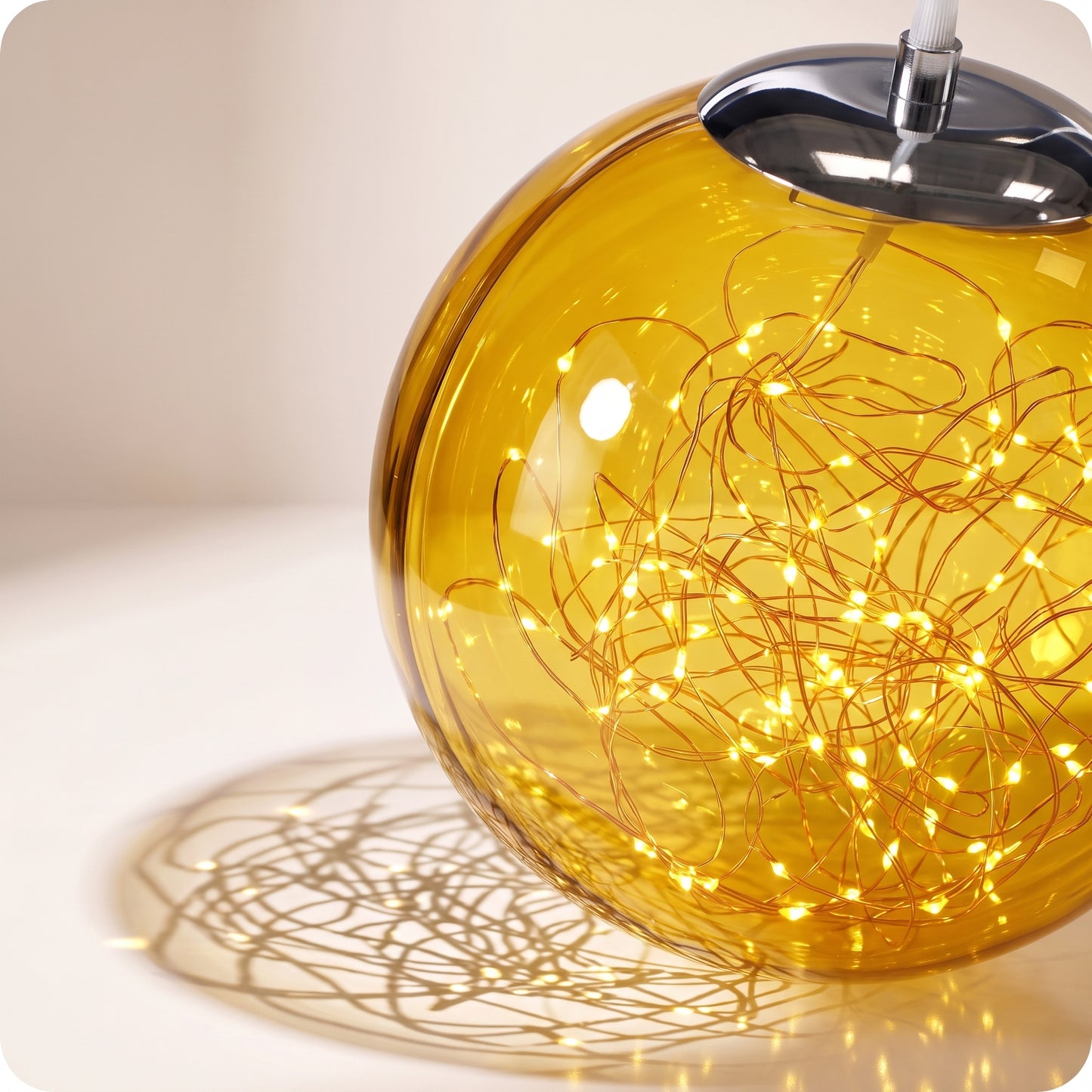Esfera trasparente dorada de luz led 35, 25, 18 cm