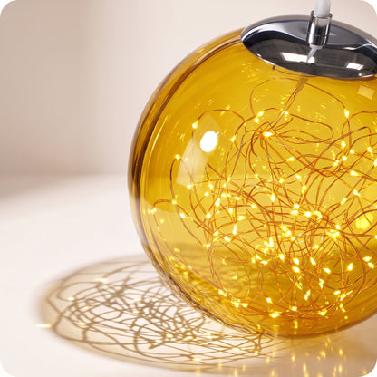 Esfera trasparente dorada de luz led 35, 25, 18 cm