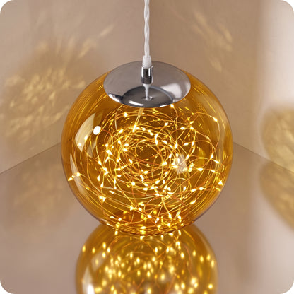 Esfera trasparente dorada de luz led 35, 25, 18 cm