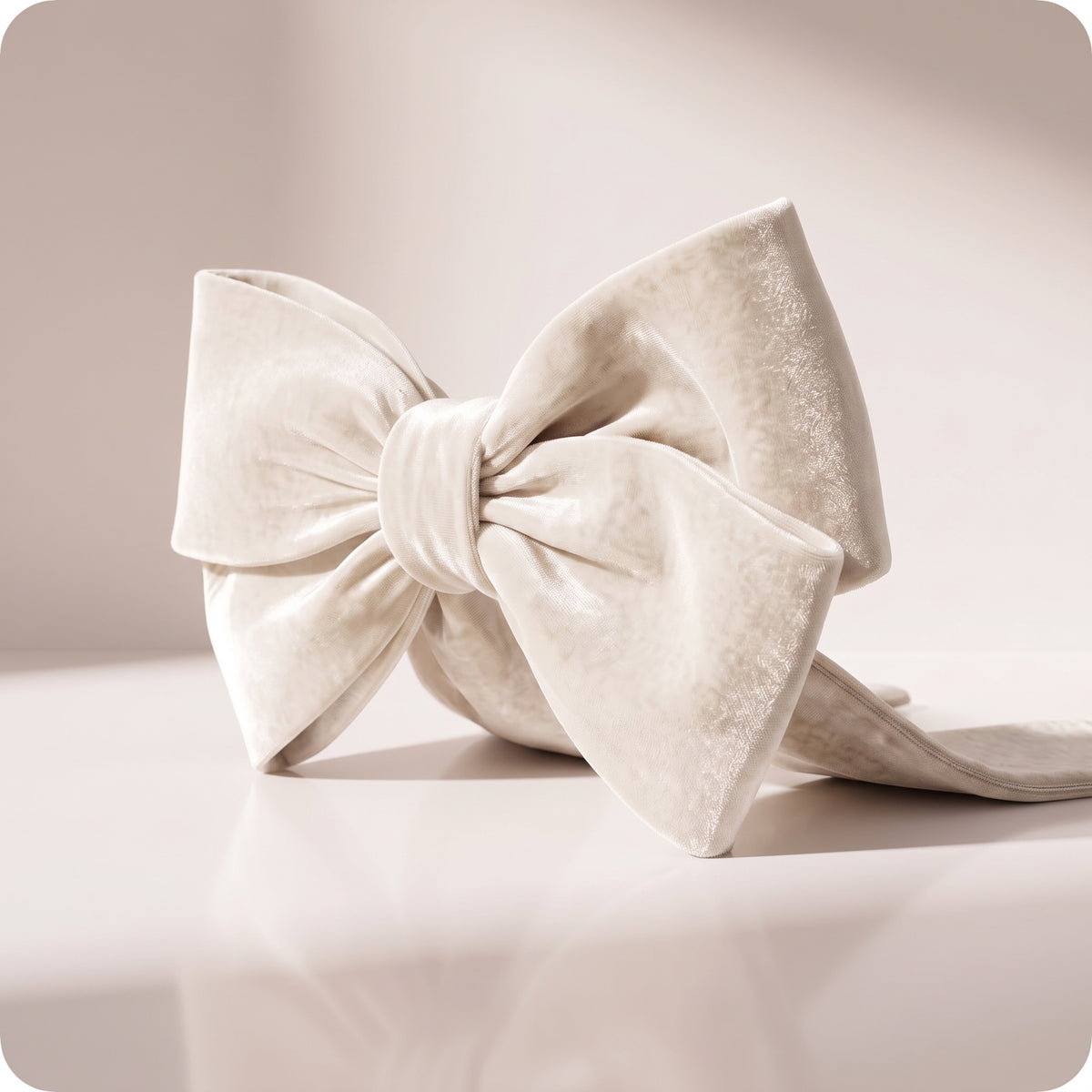 Moño ivory de terciopelo, 1.10 x 50 cm.