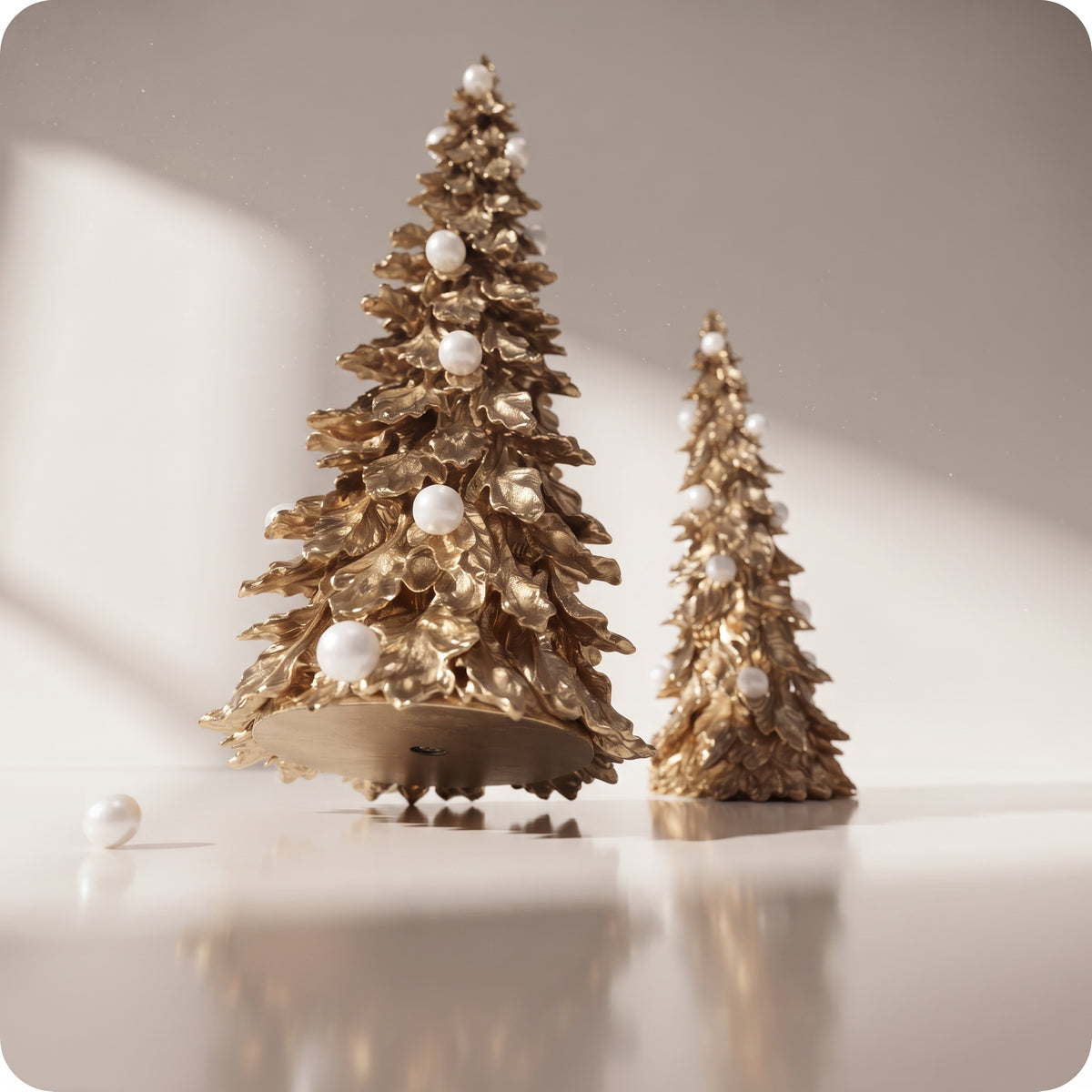 Árbol dorado con perlas brillante tipo pino