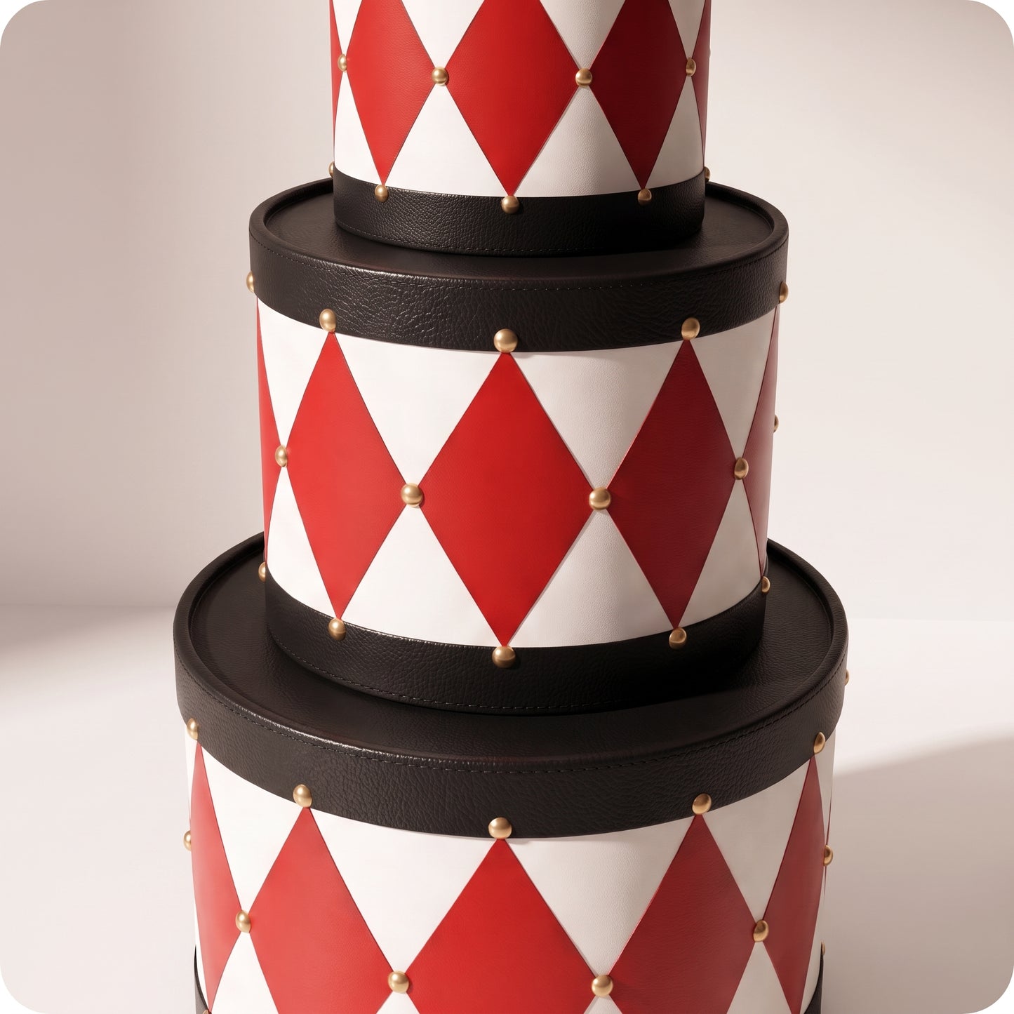 Set de tambores de resina con base negra y rombos negros