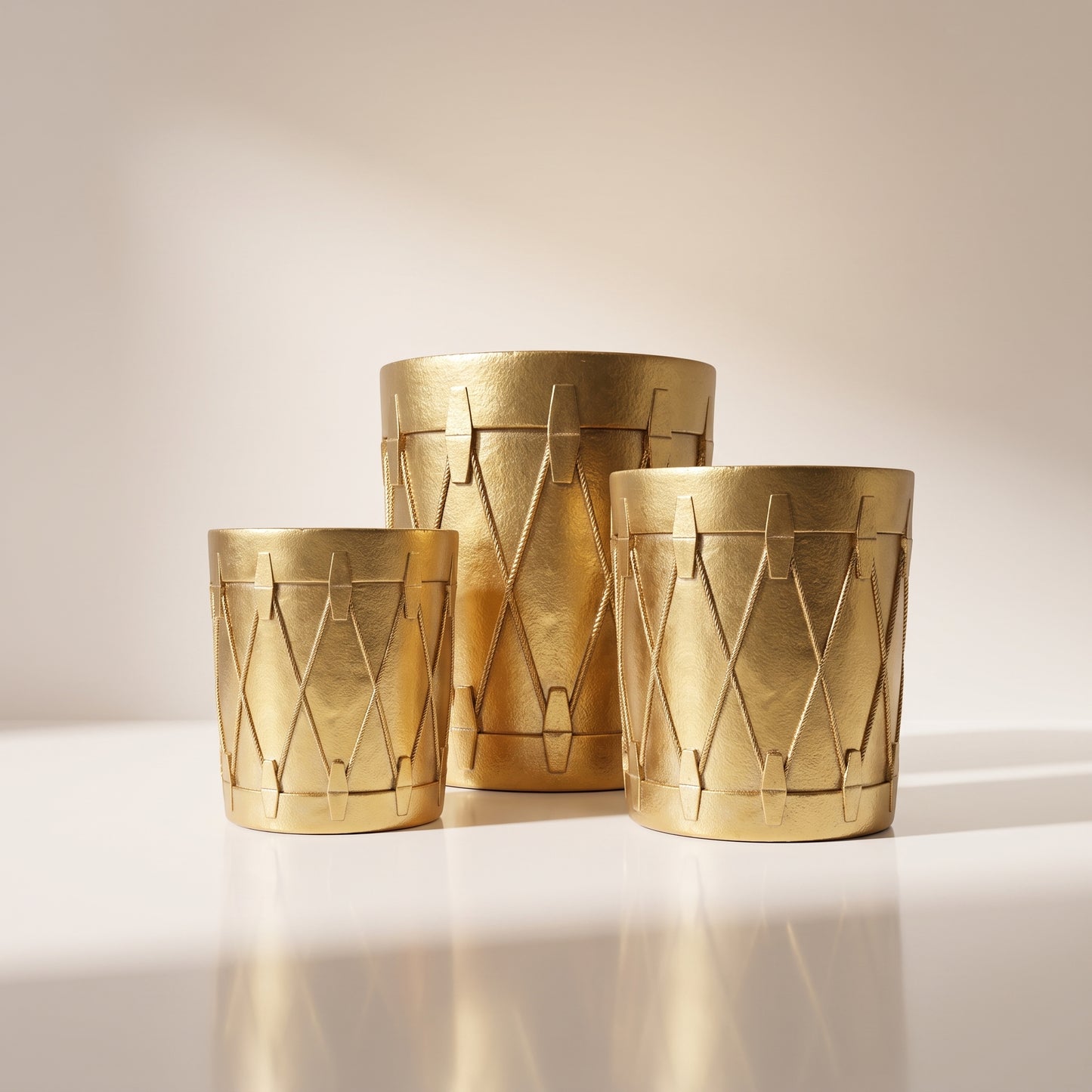 Set de tambores de resina dorados