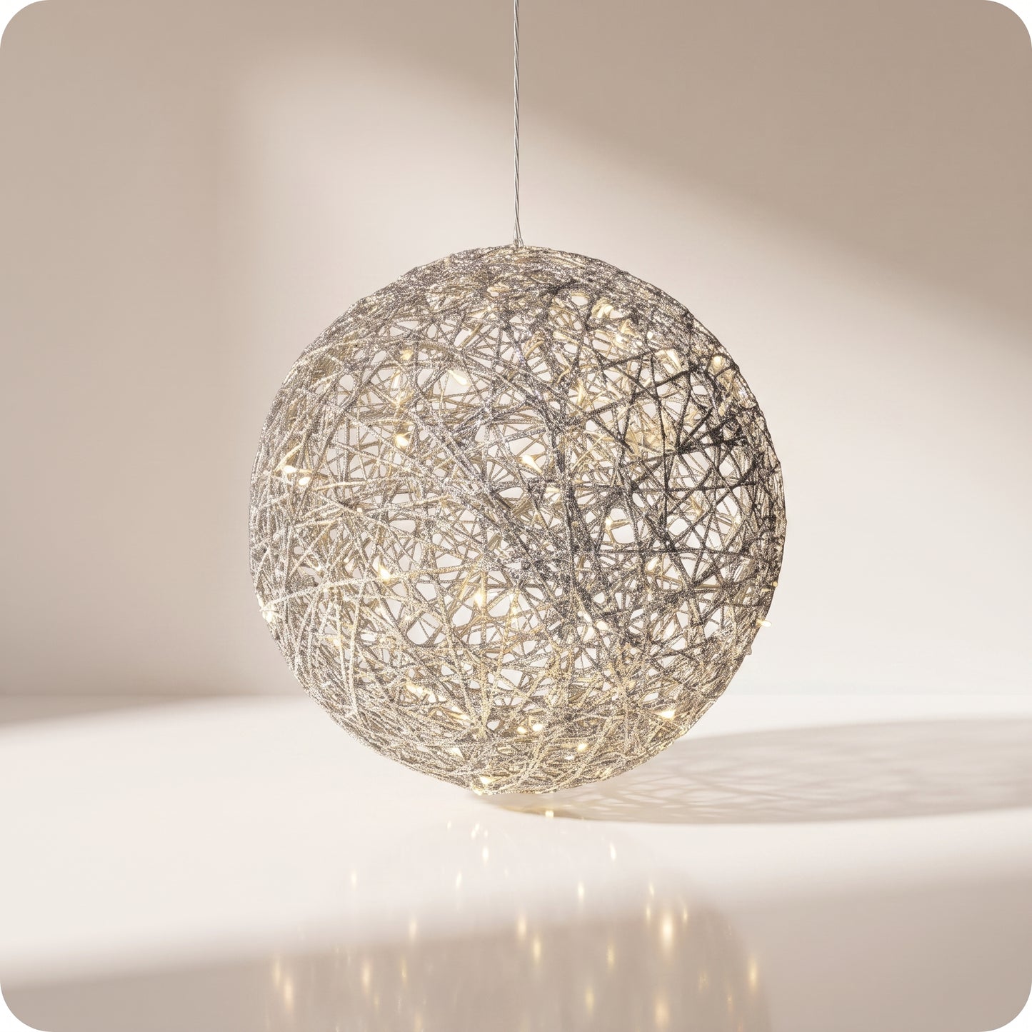 Esfera de red con luz led plateada 25, 30, 40 y 50 cm