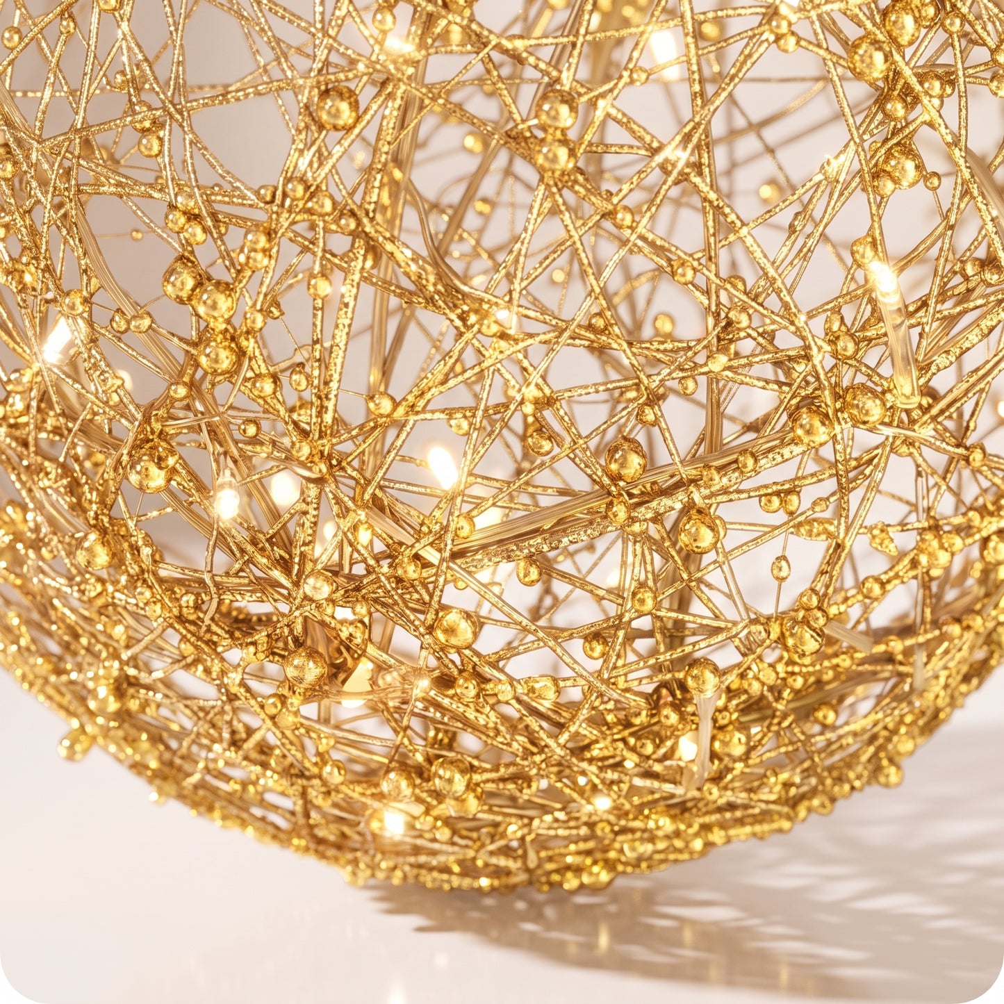 Esfera de red con luz led dorada 25, 30, 40, y 50 cm