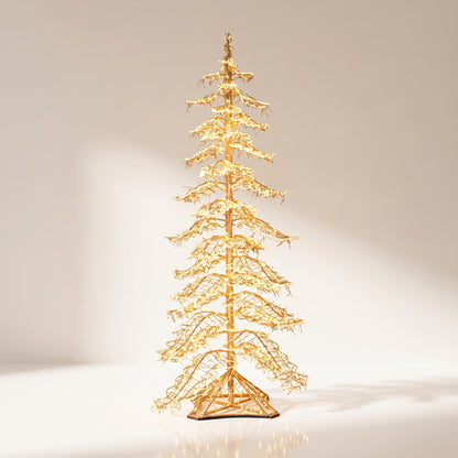 Árbol de navidad de metal con luz led dorado pino gigante
