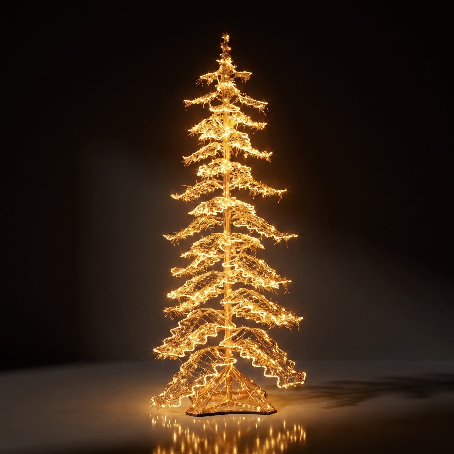 Árbol de navidad de metal con luz led dorado pino gigante