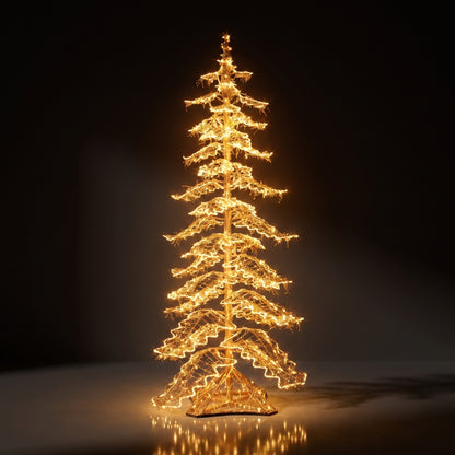 Árbol de navidad de metal con luz led dorado pino gigante
