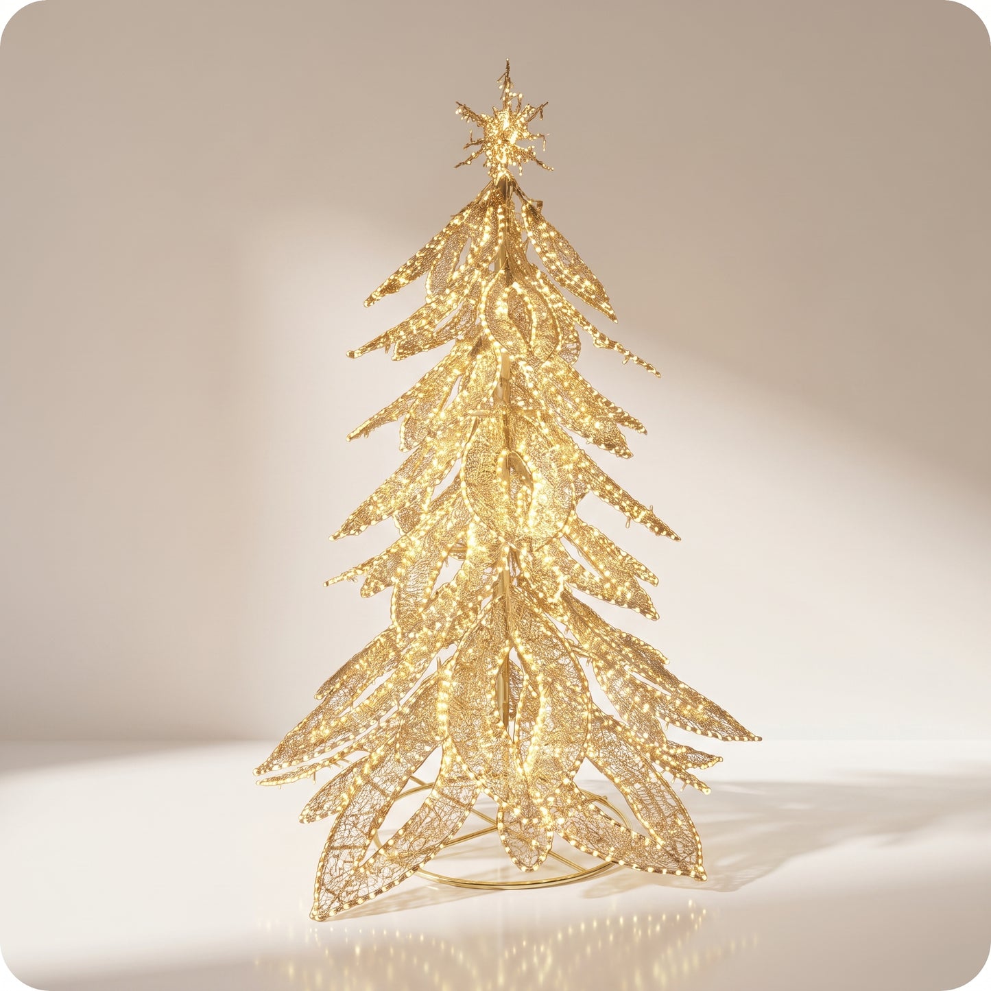 Árbol de navidad de metal con luz led dorado gigante