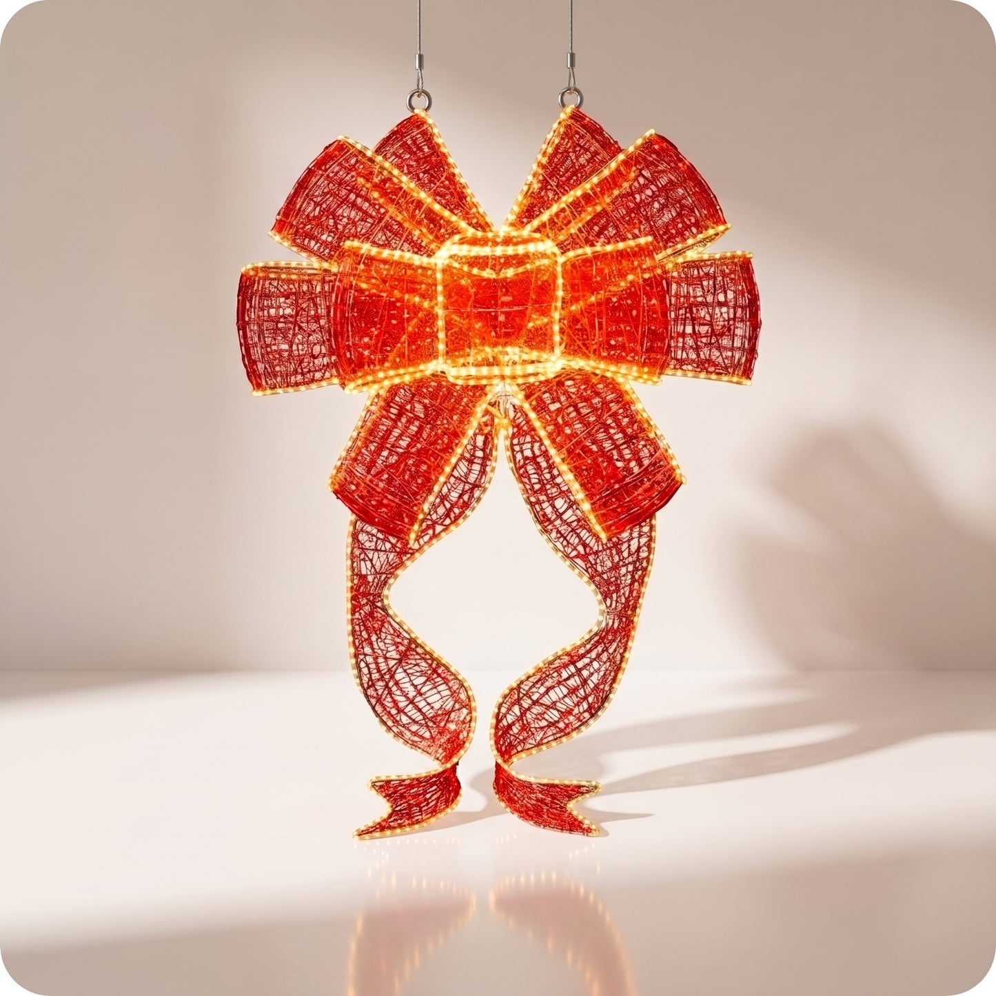 Moño gigante de red de silicón y metal con luz led calida