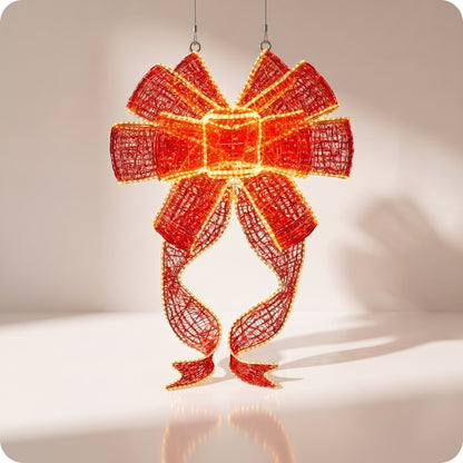 Moño gigante de red de silicón y metal con luz led calida