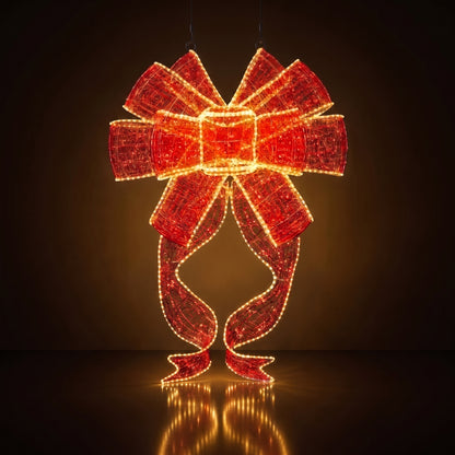 Moño gigante de red de silicón y metal con luz led calida