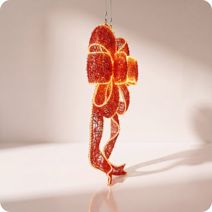 Moño gigante de red de silicón y metal con luz led calida