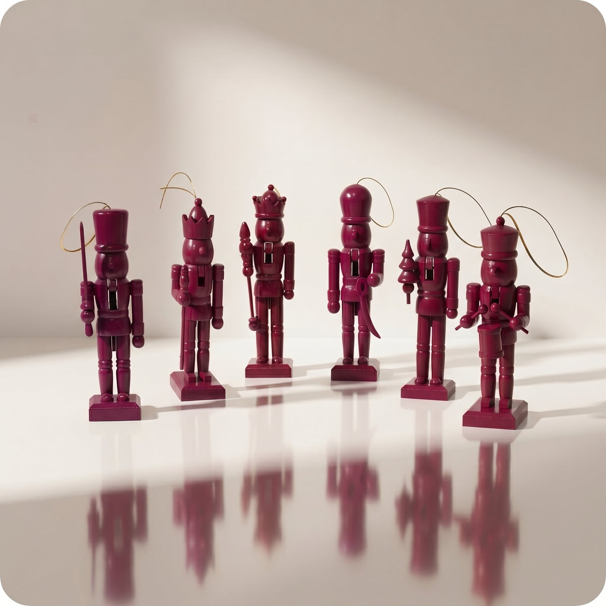 Set de 6 esferas cascanueces burgundy