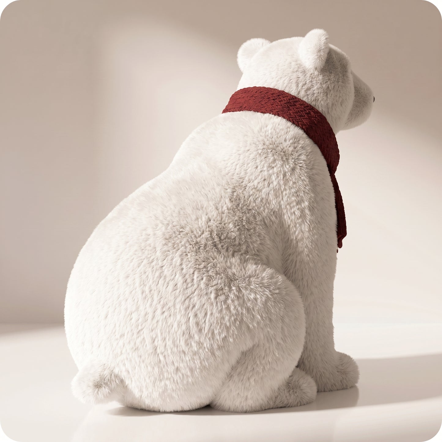 Elegante oso polar blanco con bufanda roja sentado 3