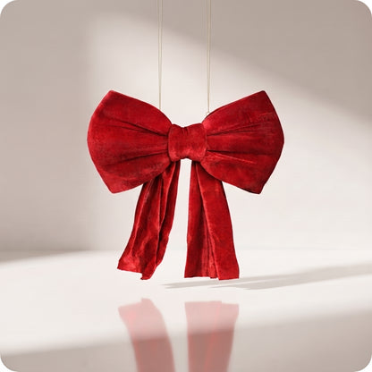 Moño de terciopelo rojo navidad elegante corto