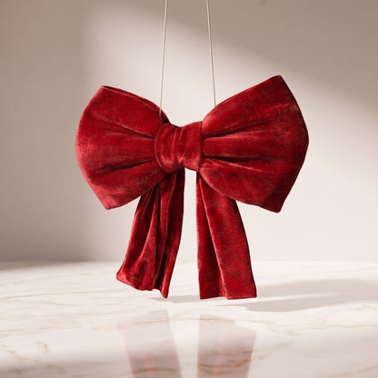Moño de terciopelo rojo navidad elegante corto