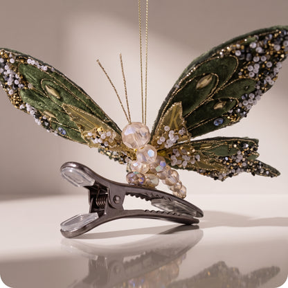 Mariposa con clip verde oliva