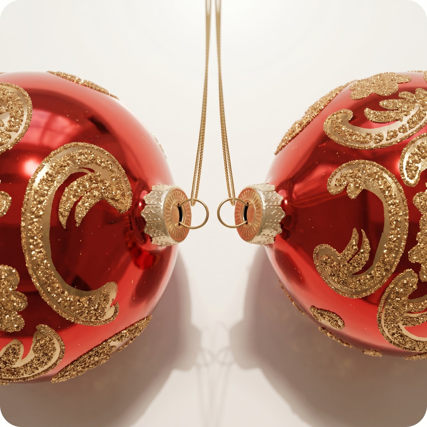 Esfera de vidrio roja con piedras doradas