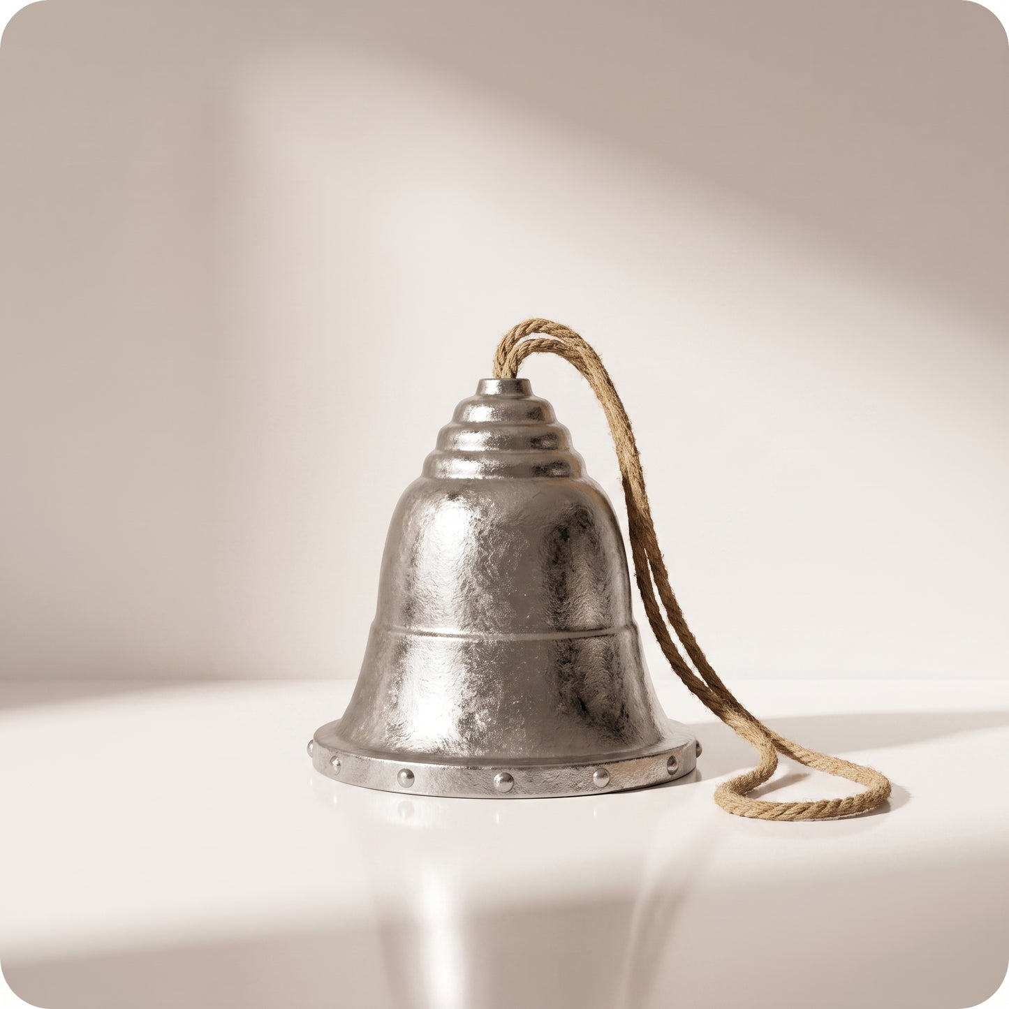 Campana de metal plateado viejo