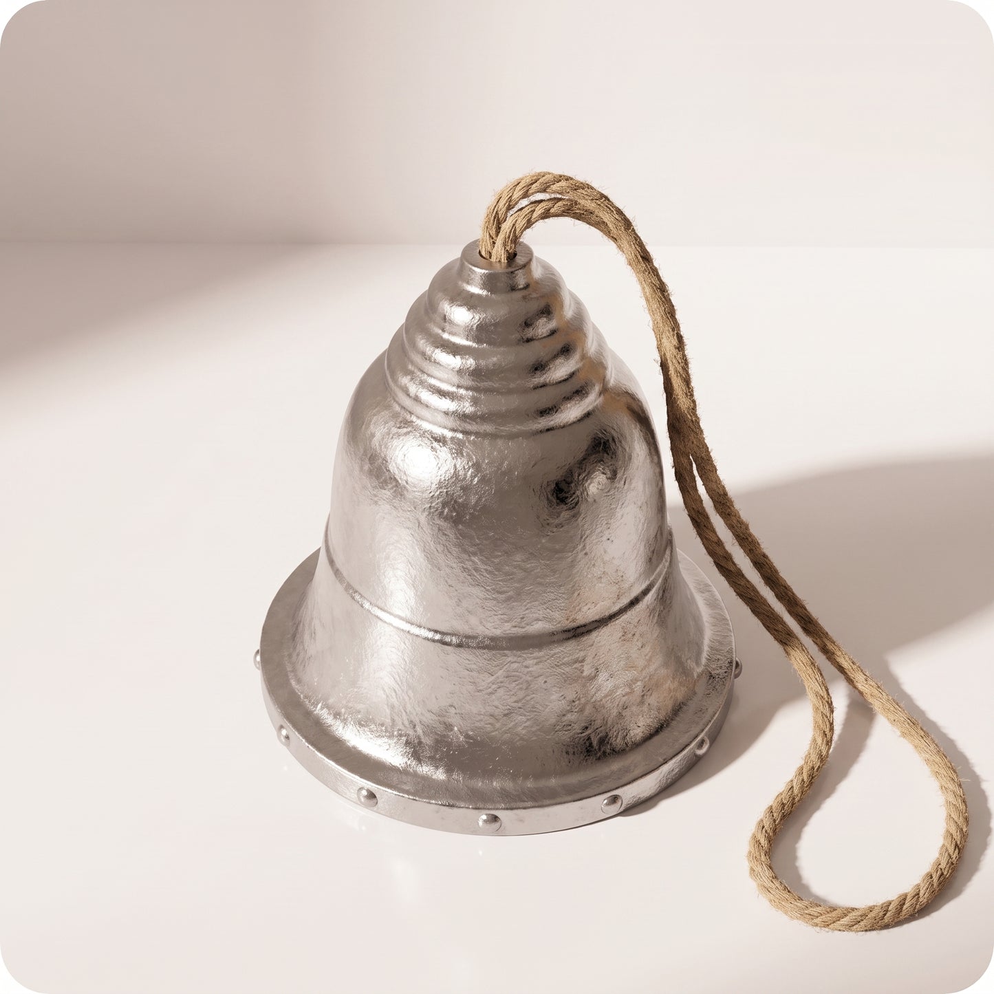 Campana de metal plateado viejo