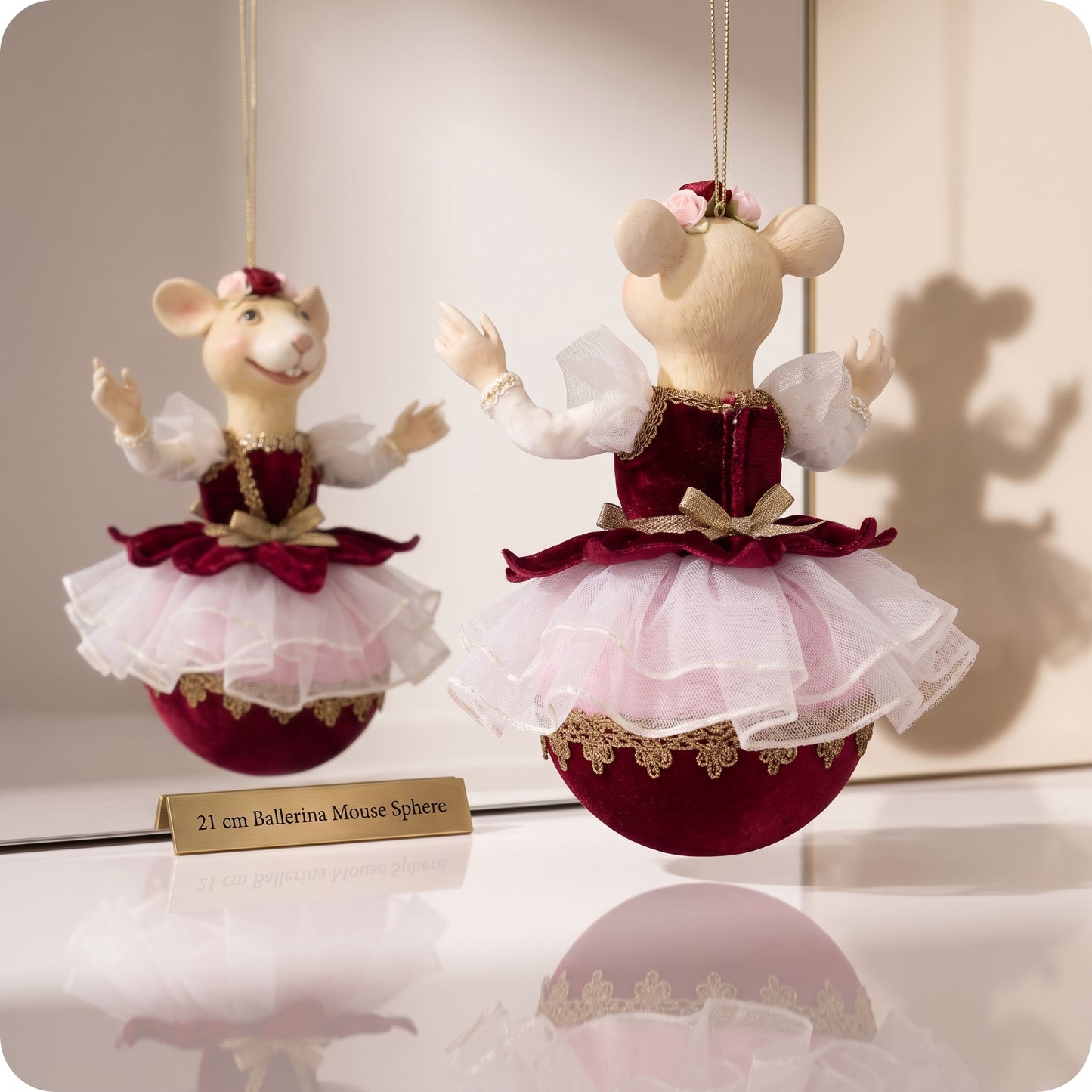 Esfera ratón ballerina con base tipo esfera 20 cm