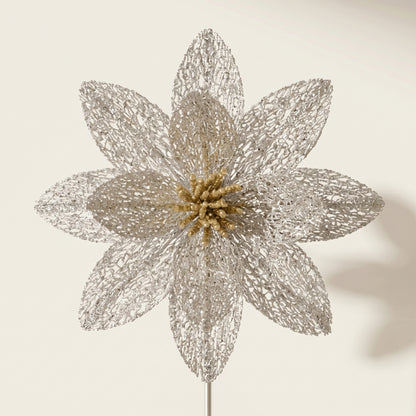Poinsettia de red con brillo de mica