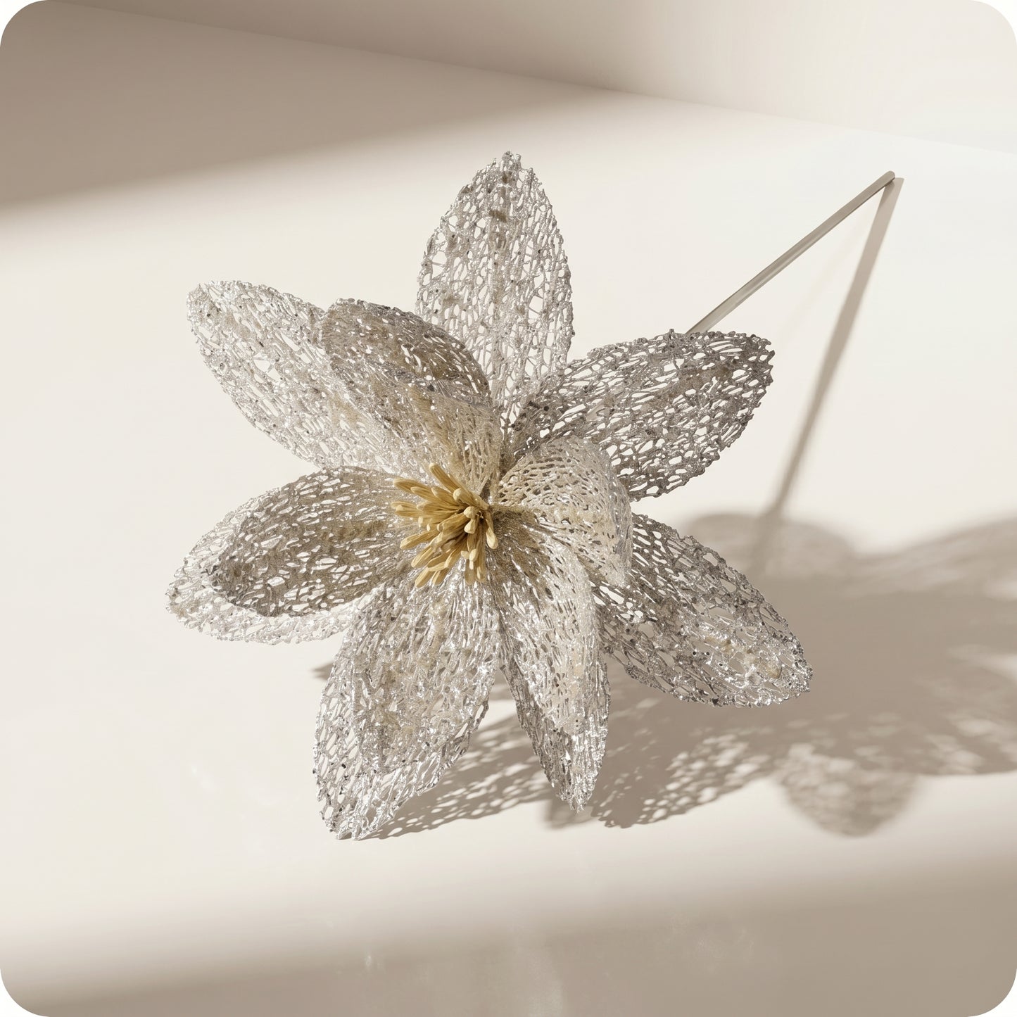 Poinsettia de red con brillo de mica