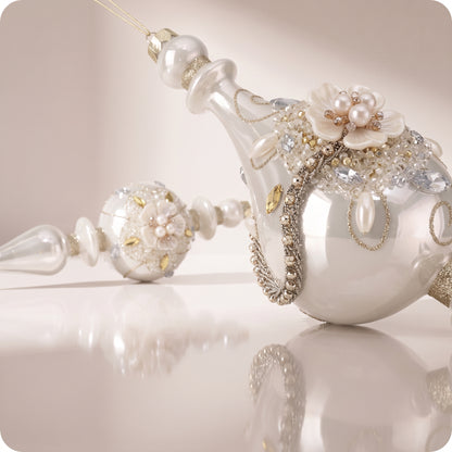 Esferas de vidrio con flores reflejantes 26 cm