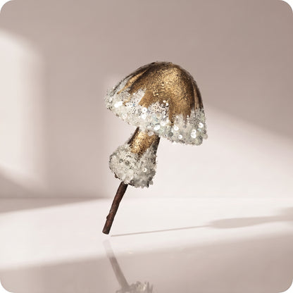 Rama de hongo dorado con glitter