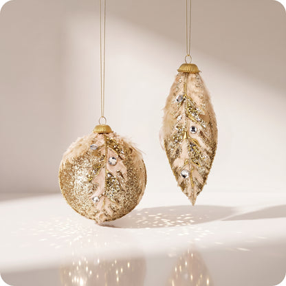 Esferas athus con piedras y plumas 12 y 18 cm